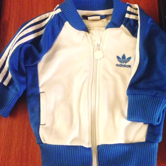 adidas Other - Adidas Blue & White Track Jacket Zip Up Boys 9M